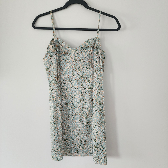 Ditsy Floral Size XS Green Mini Dress Adjustable Straps - Picture 3 of 5